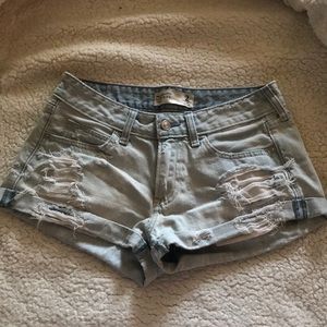 Distressed Light Jean Shorts